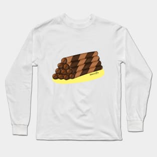 A pile of chocolate wafer rolls Long Sleeve T-Shirt